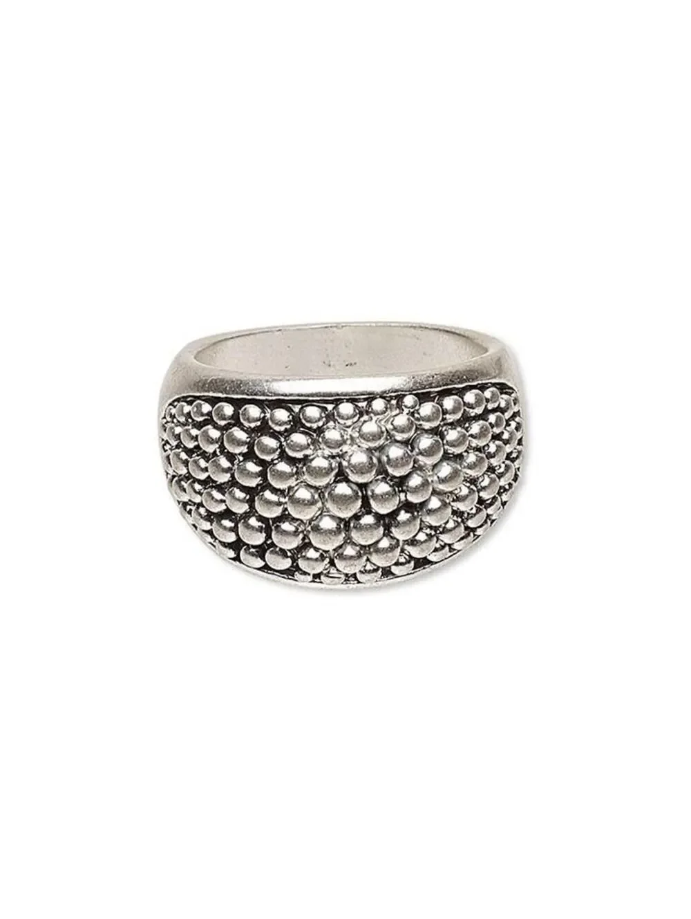 Modernist Mid-Centry Modern Style Antiqued Silver Plated Domed Dots Ring Size 8